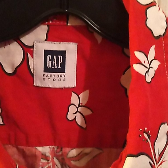 Flower print L Gap short sleeved men's button - Picture 3 of 4